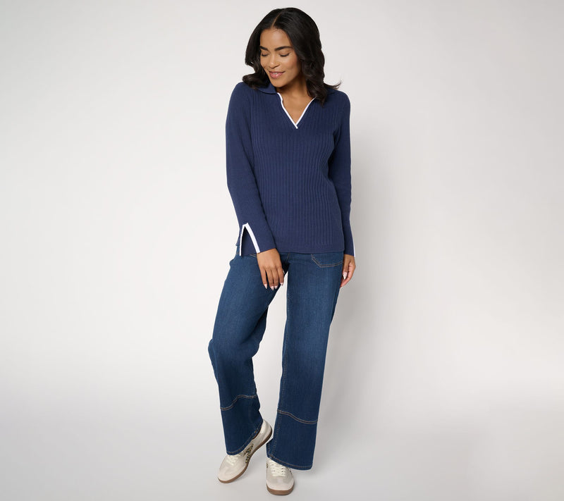Susan Graver Novelty Pull Over Sweater with Tipping — View 5