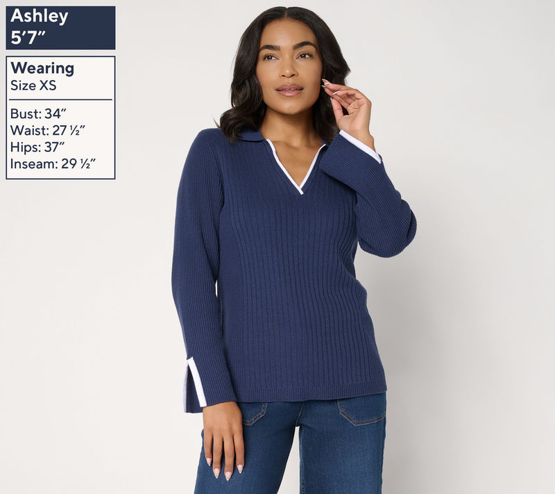 Susan Graver Novelty Pull Over Sweater with Tipping — View 3
