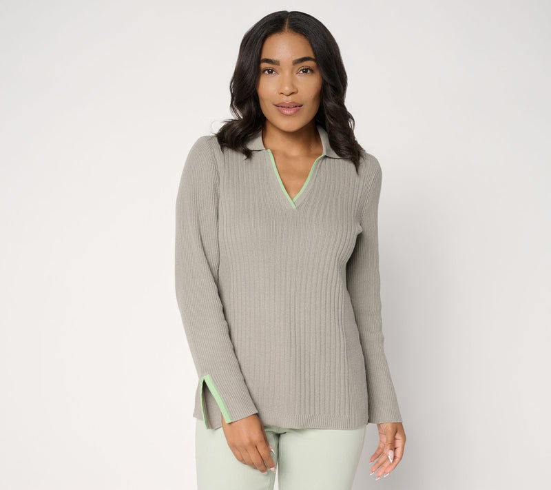 Susan Graver Novelty Pull Over Sweater with Tipping — View 13