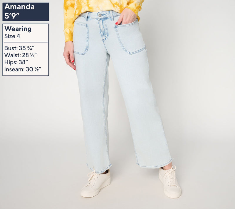 LOGO by Lori Goldstein Regular Full Length Wide Leg Jeans — View 2