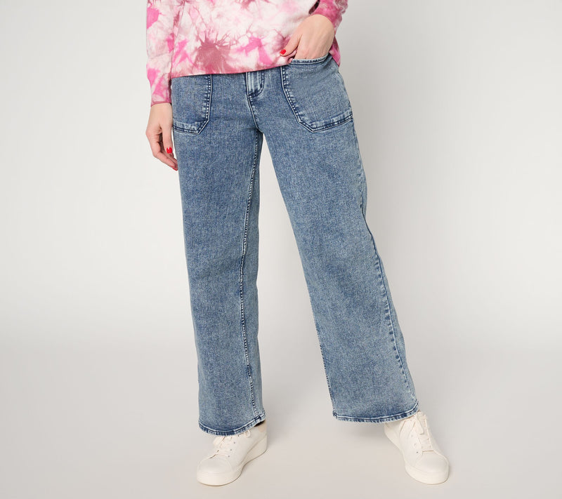 LOGO by Lori Goldstein Regular Full Length Wide Leg Jeans — View 11