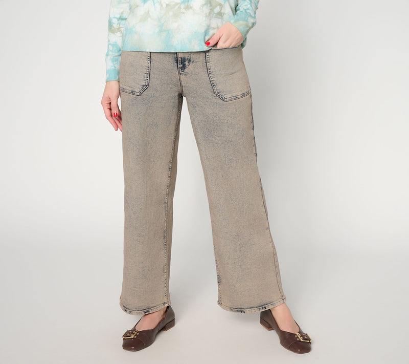 LOGO by Lori Goldstein Regular Full Length Wide Leg Jeans — View 13
