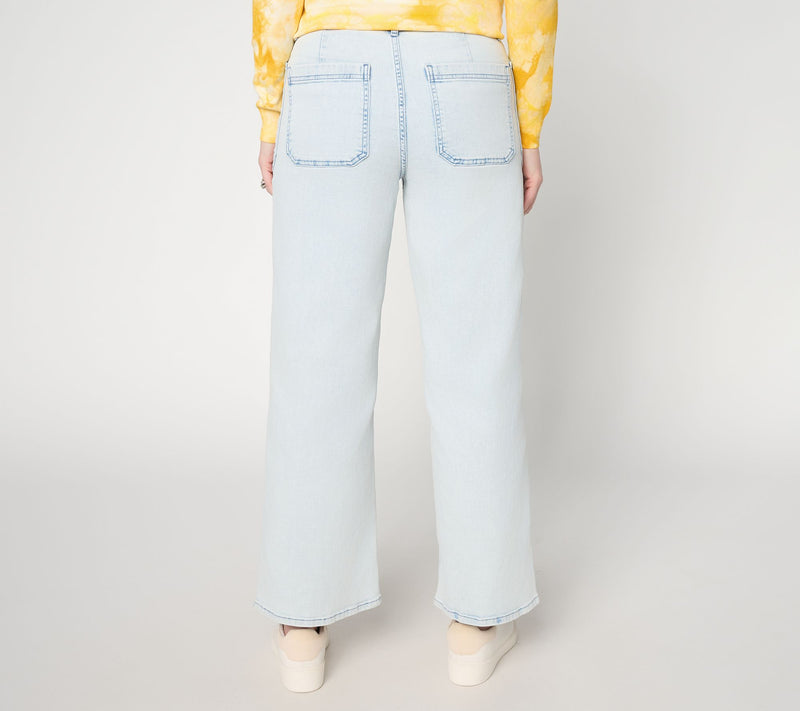 LOGO by Lori Goldstein Petite Full Length Wide Leg Jeans — View 3