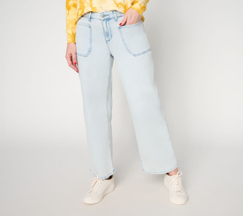 LOGO by Lori Goldstein Petite Full Length Wide Leg Jeans — View 10