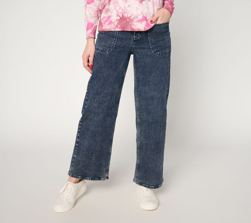 LOGO by Lori Goldstein Petite Full Length Wide Leg Jeans — View 12