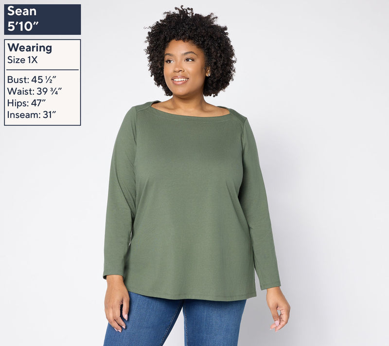 Denim & Co. Essentials Regular Perfect Jersey Boat Neck Tunic — View 2