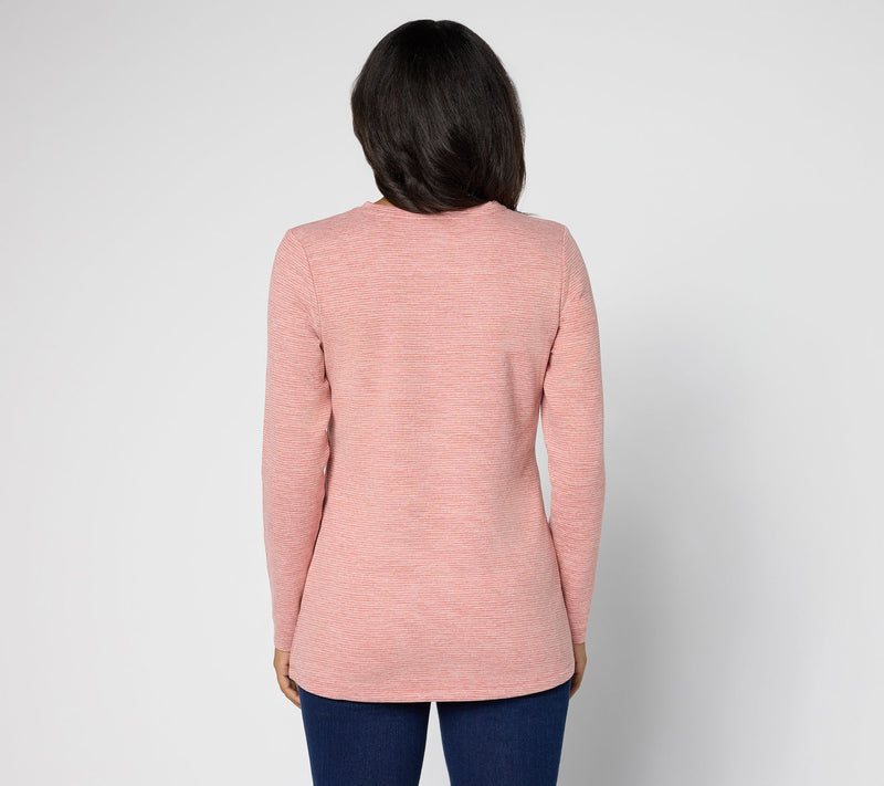 Denim & Co. Regular Interlock Striped V-Neck Tunic — View 10