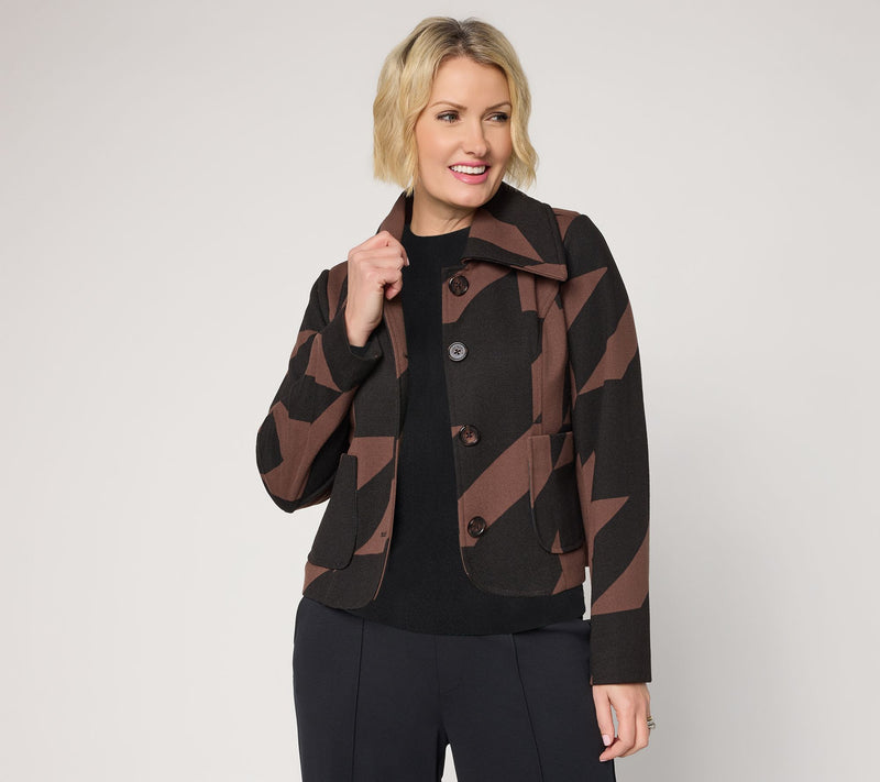 Carla Rockmore Collection Button Front Houndstooth Jacket — View 2