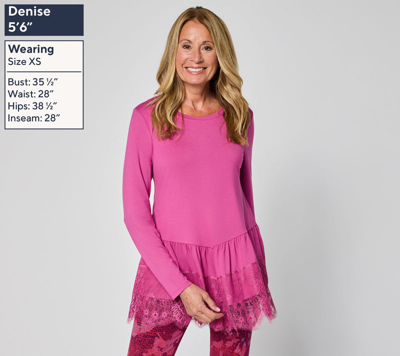 LOGO by Lori Goldstein Regular Rayon 230 Lace Trim Top — View 11