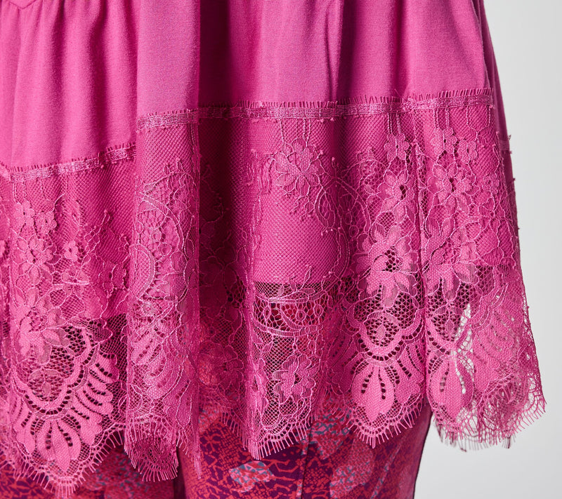 LOGO by Lori Goldstein Petite Rayon 230 Lace Trim Top — View 14