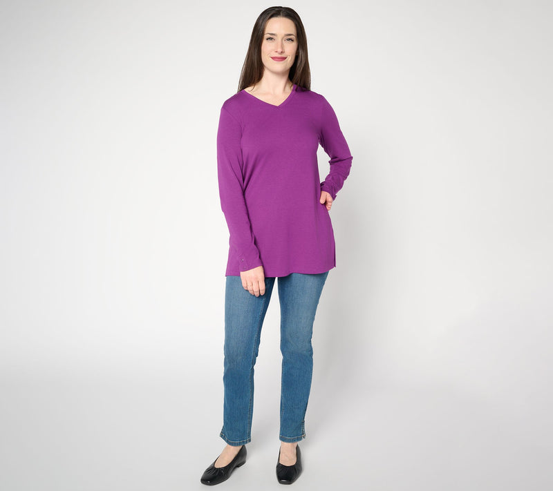 Denim & Co. Essentials Favorite Jersey V-Neck Tunic — View 5