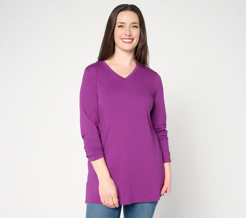 Denim & Co. Essentials Favorite Jersey V-Neck Tunic — Main view