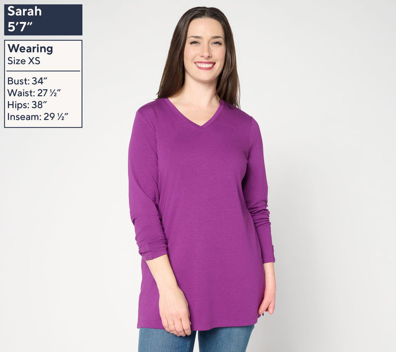 Denim & Co. Essentials Favorite Jersey V-Neck Tunic — View 3