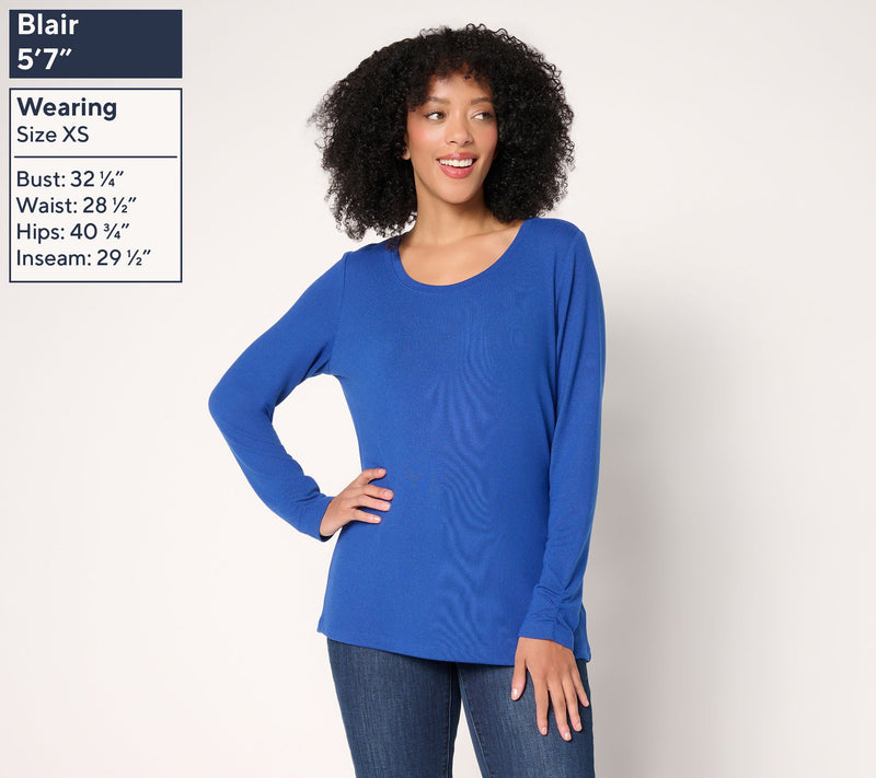 Denim & Co. Essentials Heavenly Jersey Top with Ruched Sleeve — View 3