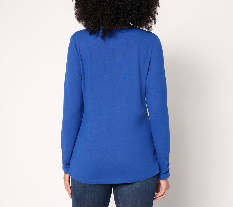 Denim & Co. Essentials Heavenly Jersey Top with Ruched Sleeve — View 4