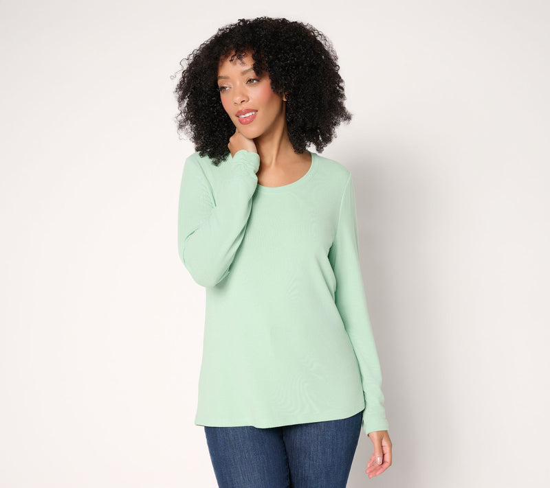 Denim & Co. Essentials Heavenly Jersey Top with Ruched Sleeve — View 11