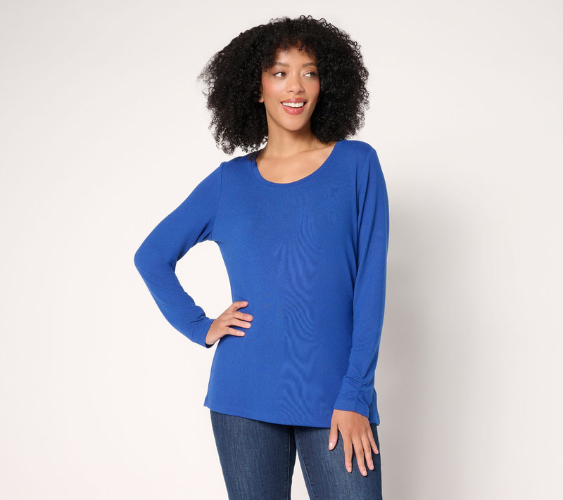 Denim & Co. Essentials Heavenly Jersey Top with Ruched Sleeve — View 12
