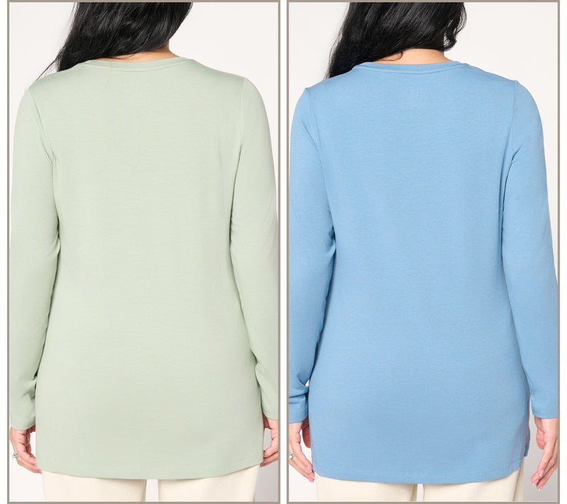 Denim & Co. Essentials Regular Favorite Jersey 2-Pack Tunics — View 4