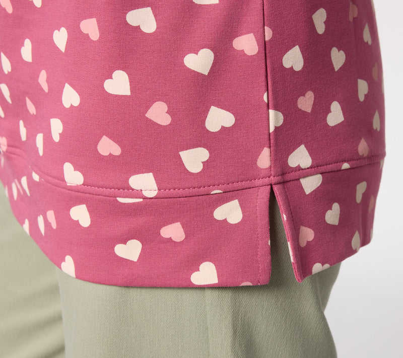 Denim & Co. Printed Hearts French Terry Long Sleeve Top — View 6