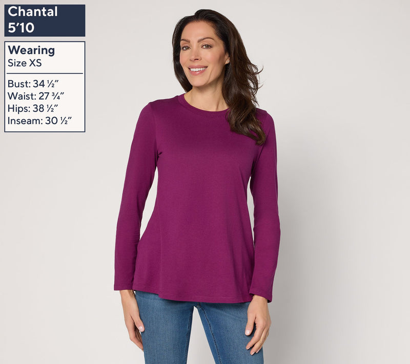 LOGO Principles by Lori Goldstein Neck Detail Long Sleeve Top — View 3