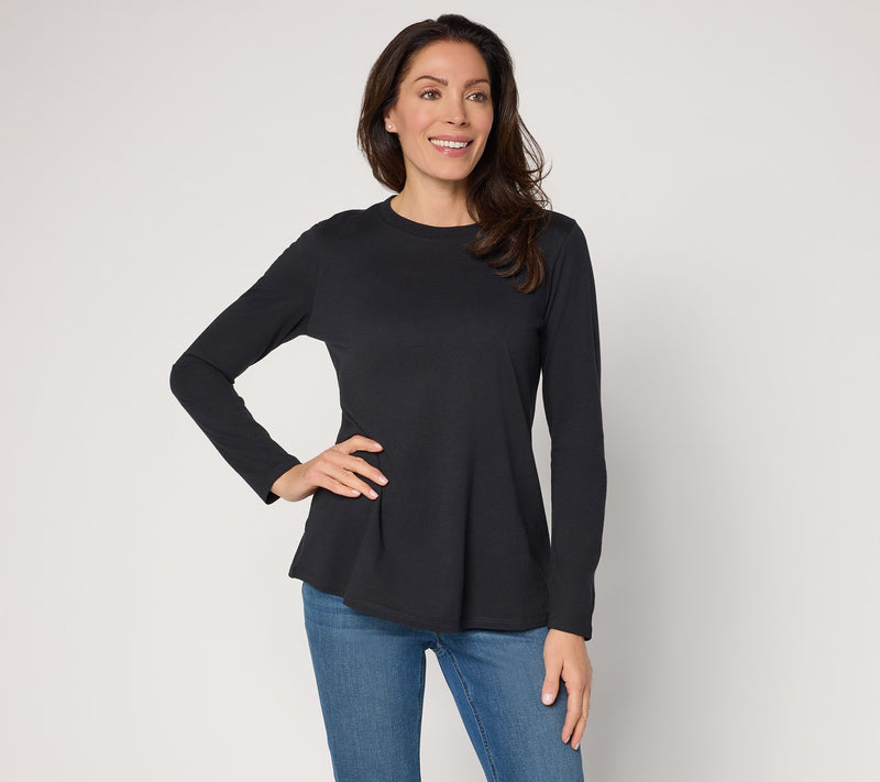 LOGO Principles by Lori Goldstein Neck Detail Long Sleeve Top — View 11