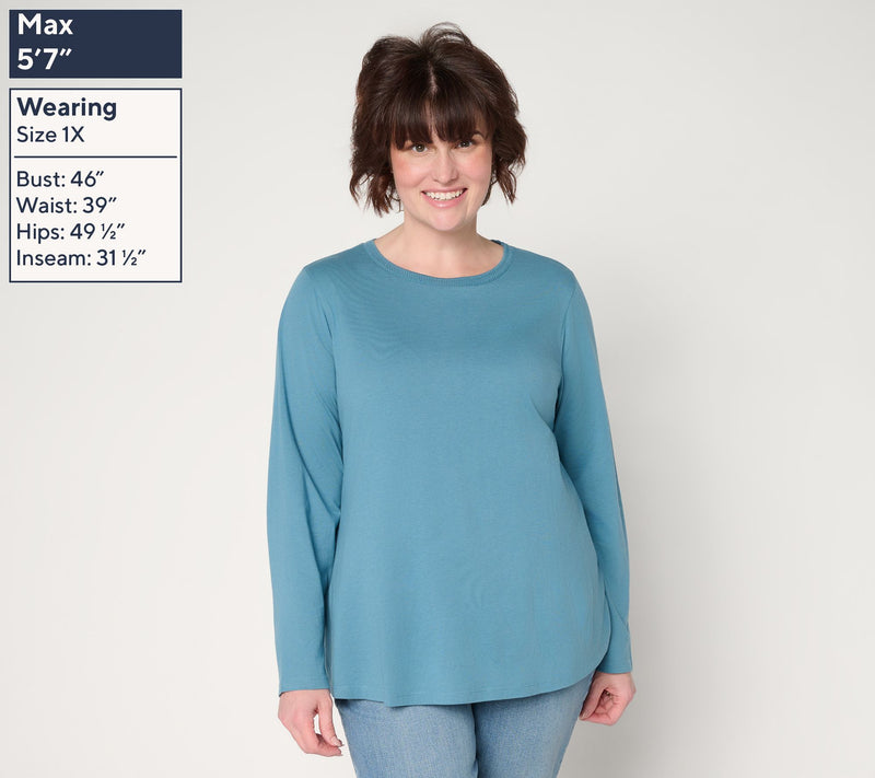 LOGO Principles by Lori Goldstein Neck Detail Long Sleeve Top — View 2