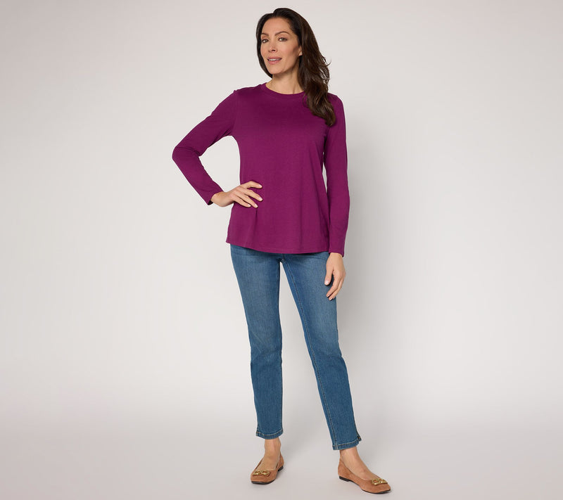 LOGO Principles by Lori Goldstein Neck Detail Long Sleeve Top — View 5