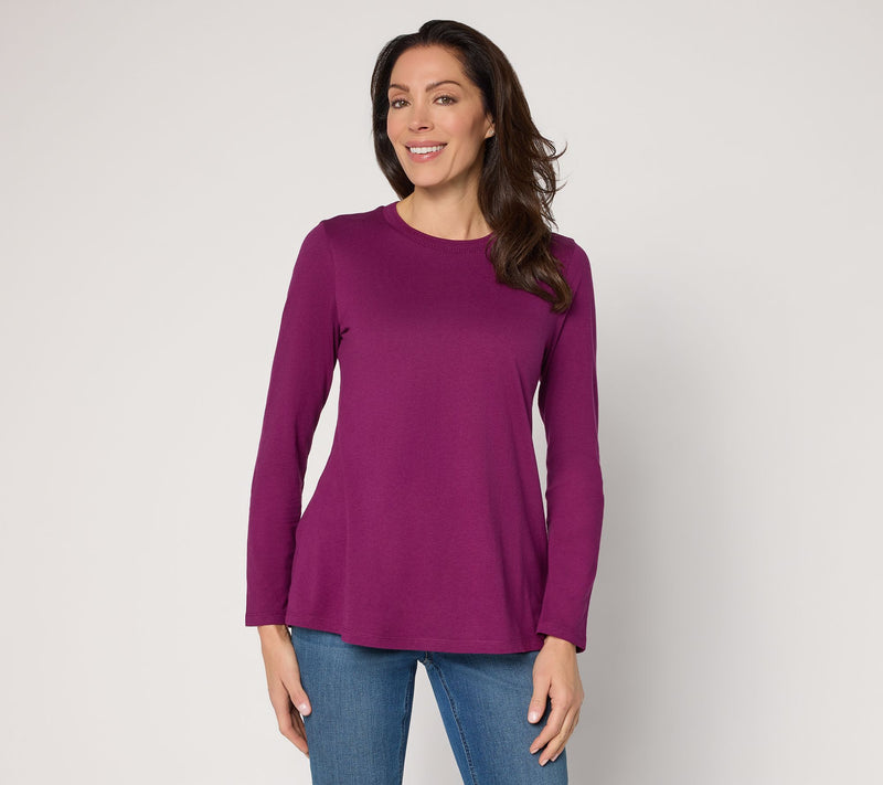 LOGO Principles by Lori Goldstein Neck Detail Long Sleeve Top — View 13