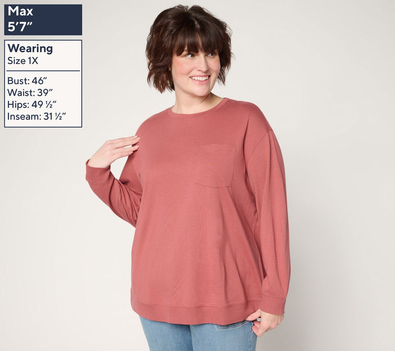 LOGO Principles by Lori Goldstein Patch Pocket Long Sleeve Top — View 2