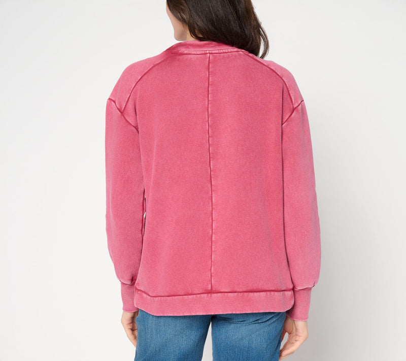LOGO by Lori Goldstein Overdyed Button Front Cardigan — View 4