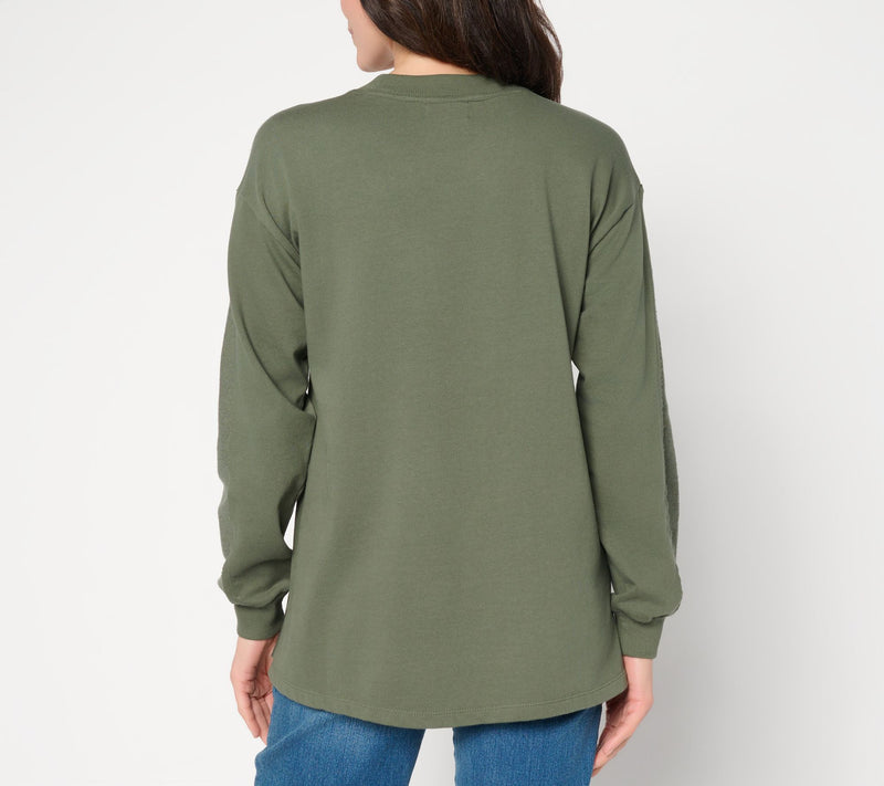 LOGO by Lori Goldstein Reverse Blocked Split Hem Sweatshirt — View 4