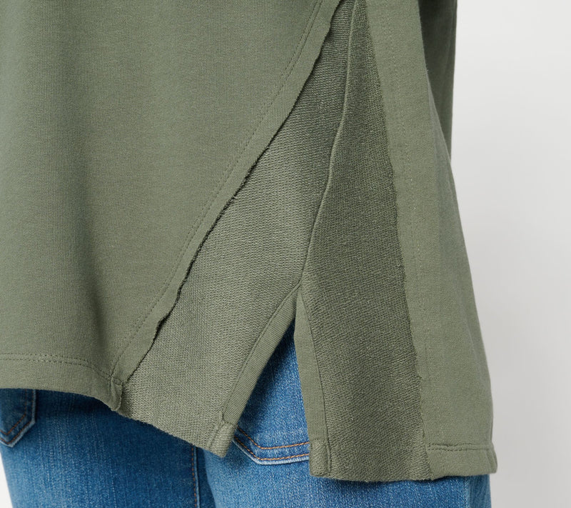 LOGO by Lori Goldstein Reverse Blocked Split Hem Sweatshirt — View 6