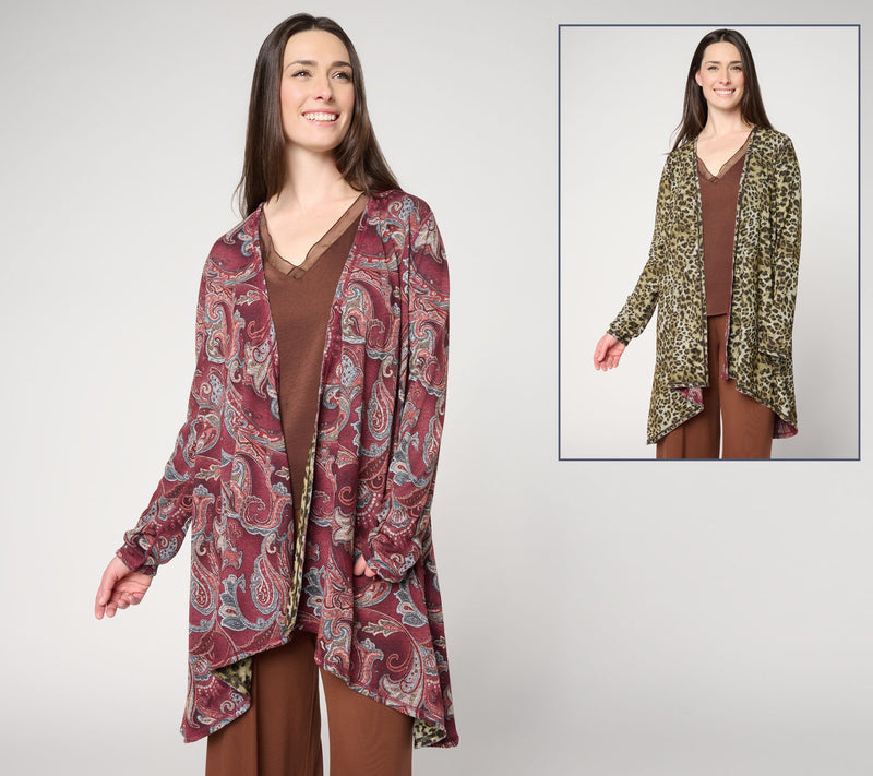 Women with Control Open Front Reversible Wrap Cardigan — Main view