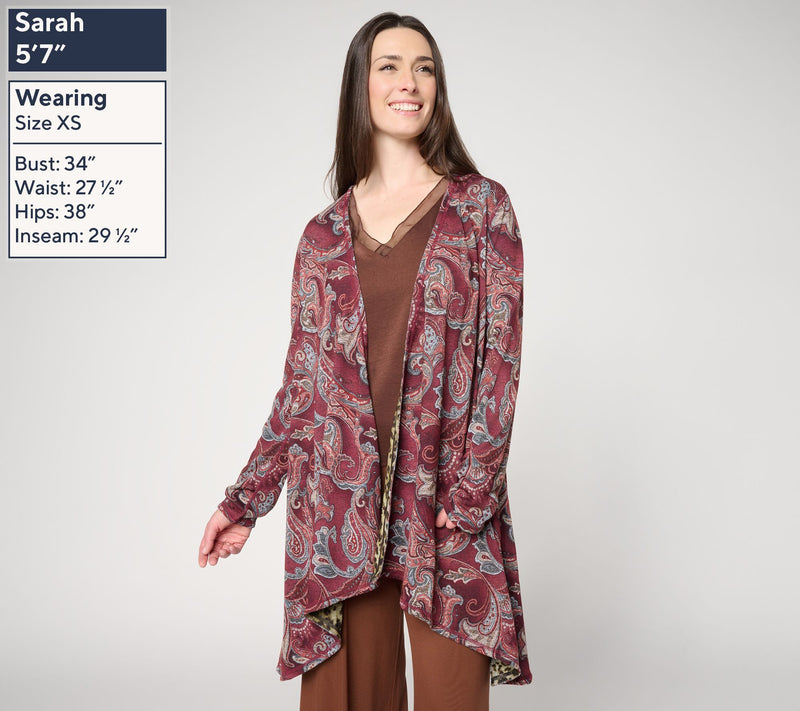 Women with Control Open Front Reversible Wrap Cardigan — View 7