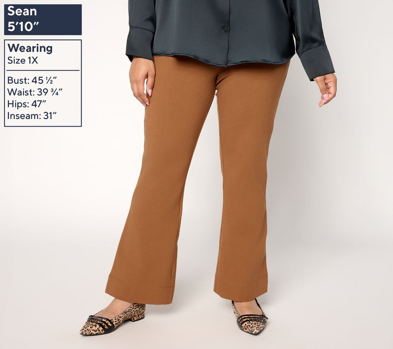 Women with Control Petite 86/14 Full Length Slim Flare Pants — View 2