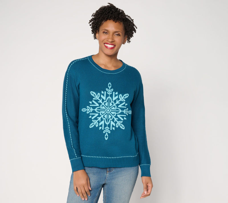 Joan Rivers Snowflake Sweater with Birdseye Stitching — View 11