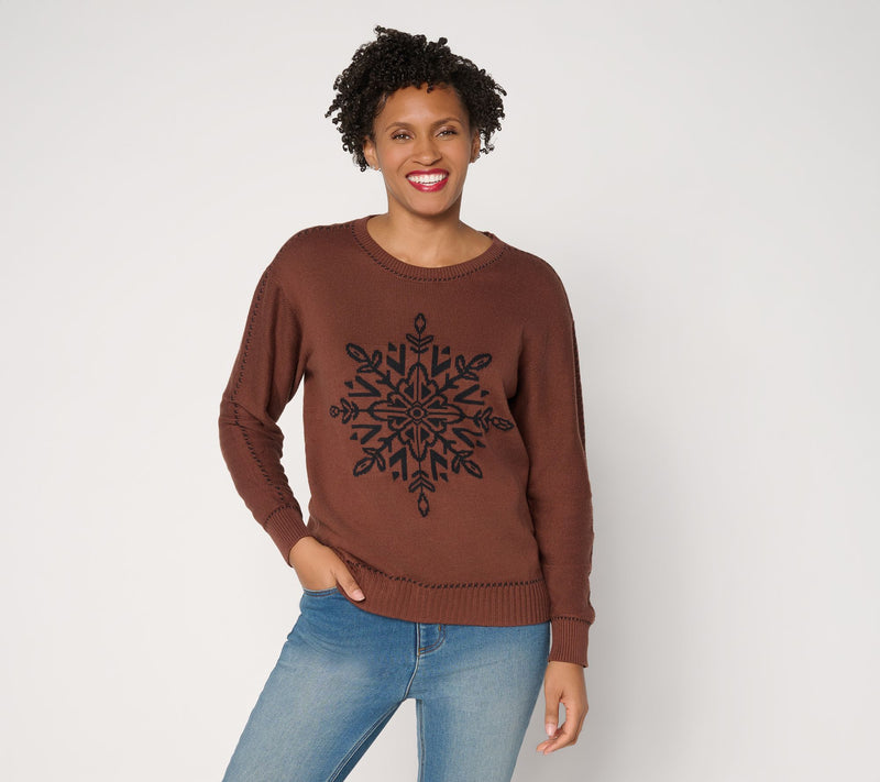 Joan Rivers Snowflake Sweater with Birdseye Stitching — View 12