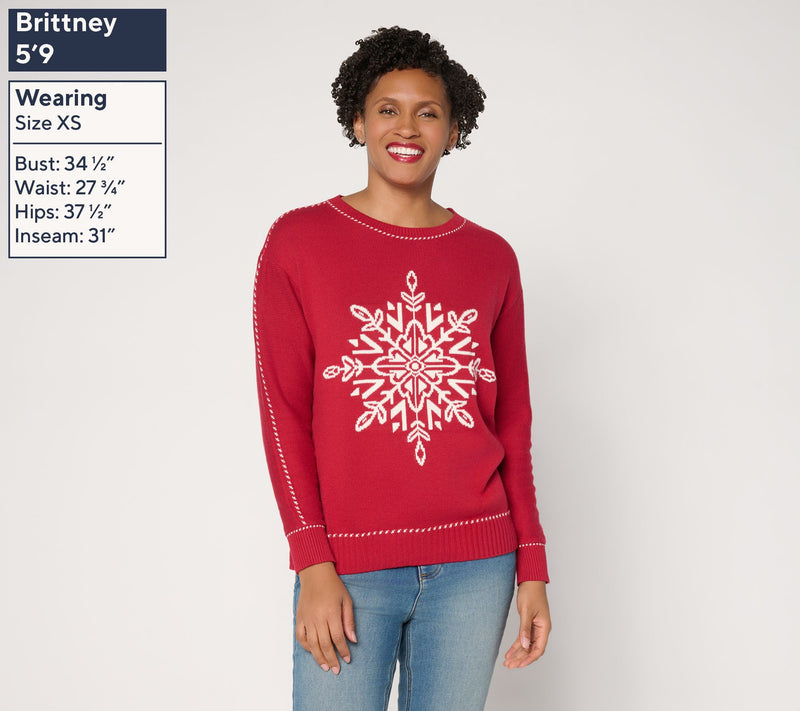 Joan Rivers Snowflake Sweater with Birdseye Stitching — View 2