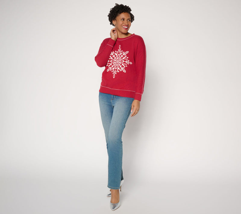 Joan Rivers Snowflake Sweater with Birdseye Stitching — View 4