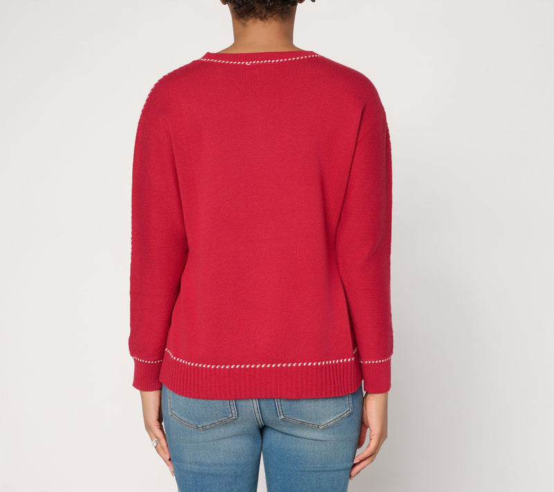 Joan Rivers Snowflake Sweater with Birdseye Stitching — View 3
