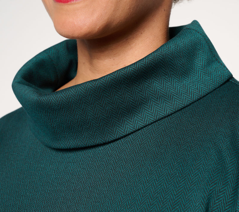 Joan Rivers Knit Herringbone Cowl Neck Top — View 5