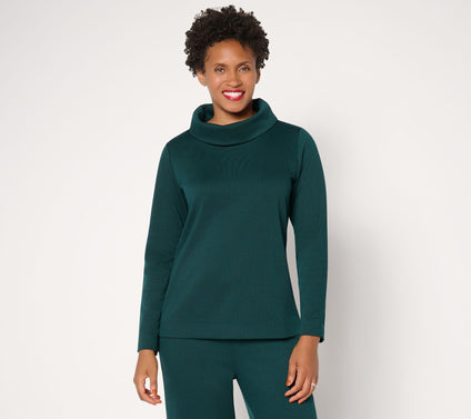 Joan Rivers Knit Herringbone Cowl Neck Top