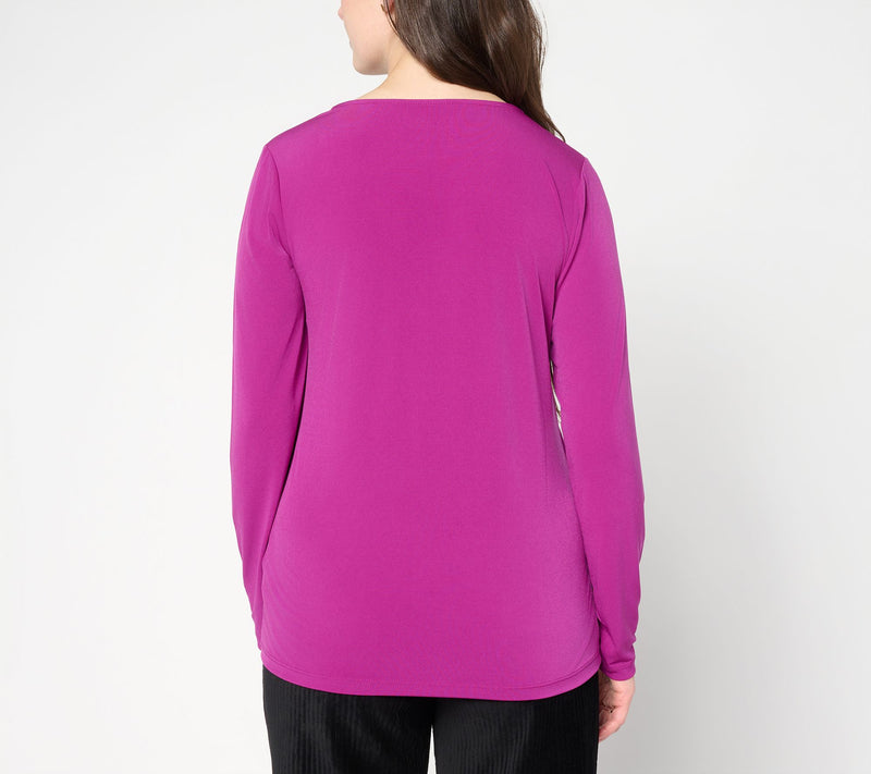 Susan Graver Essentials Liquid Knit V-Neck Top with Long Sleeves — View 4