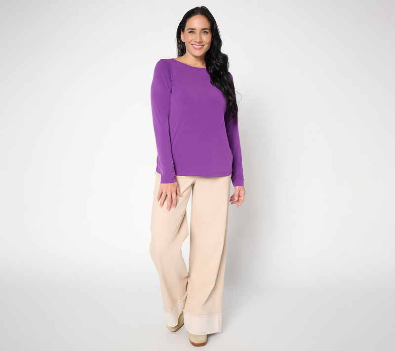Susan Graver Essentials Liquid Knit Bateau Neck Top — View 6