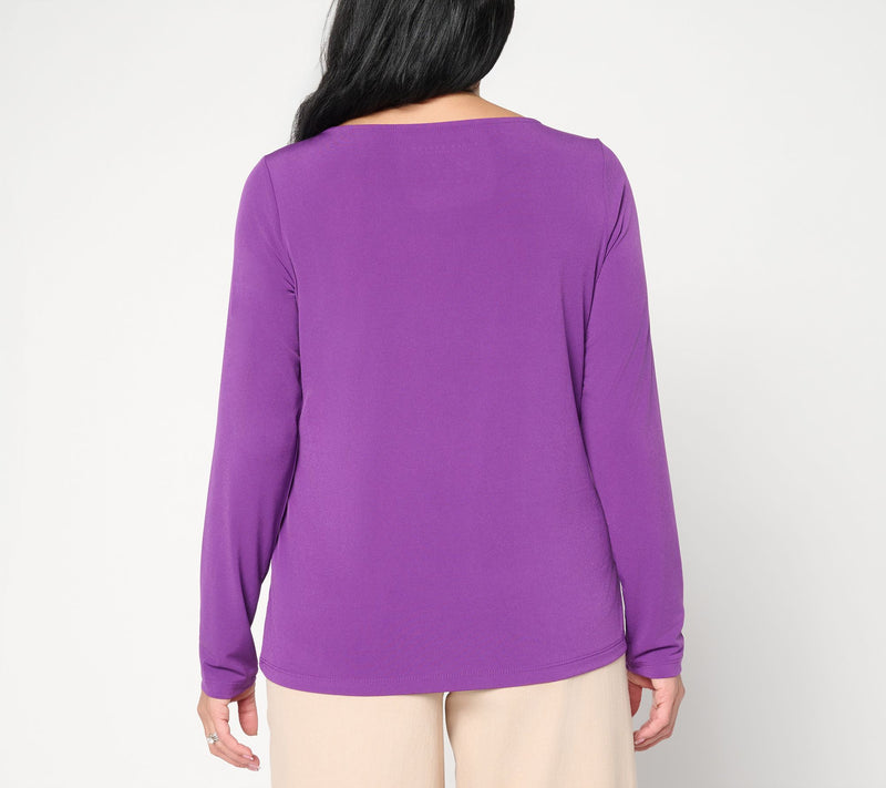 Susan Graver Essentials Liquid Knit Bateau Neck Top — View 5