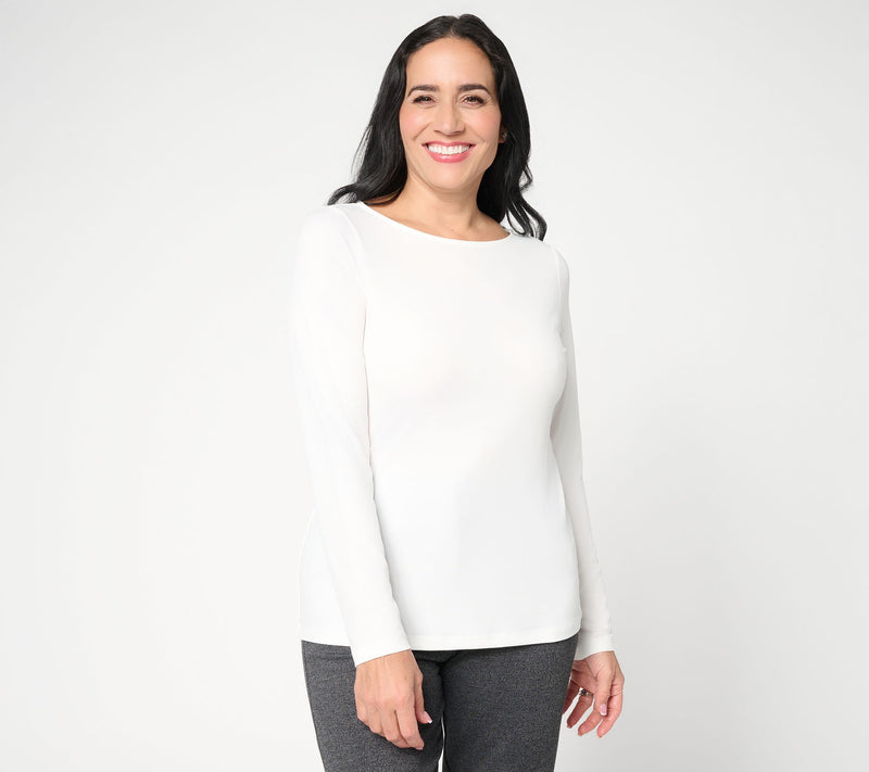 Susan Graver Essentials Liquid Knit Bateau Neck Top — View 13