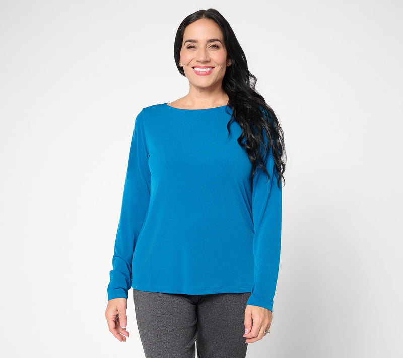Susan Graver Essentials Liquid Knit Bateau Neck Top — View 15