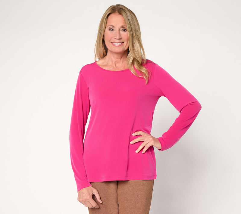 Susan Graver Essentials Liquid Knit Crew Neck Top — View 5