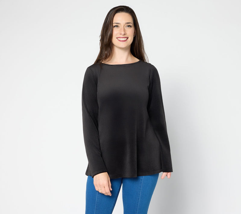 Susan Graver Plush Knit Bateau Neck Top — View 10
