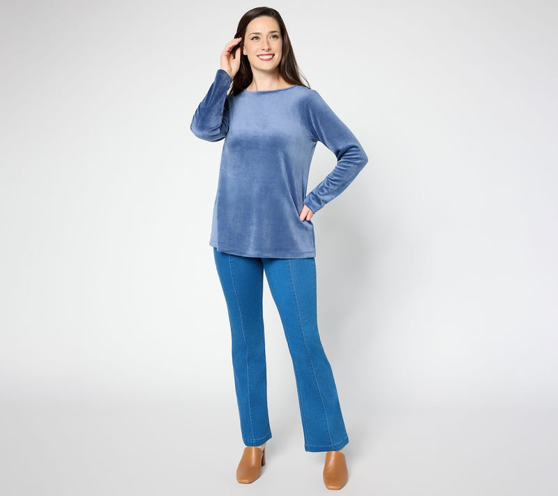 Susan Graver Plush Knit Bateau Neck Top — View 5